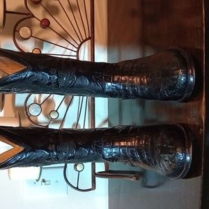 El General Black Caiman Alligator boots Size 7.5 Great Shape!